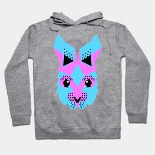 Rabbit face, Neon blue and pink. Hoodie